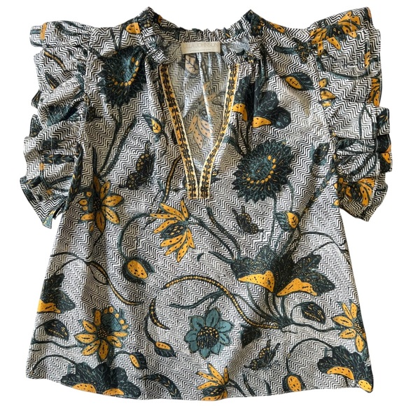 Ulla Johnson Elena Portofino Ruffle Sleeve V-Neck
Cotton Spring Top Blouse Sz 6 - Picture 6 of 12